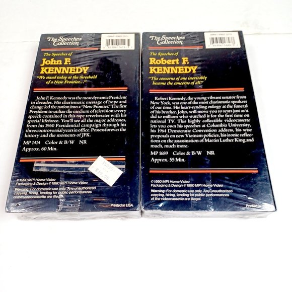 Speeches of John F Kennedy and Robert F Kennedy 2 VHS Tapes New Sealed Vtg 1990 - Picture 2 of 7